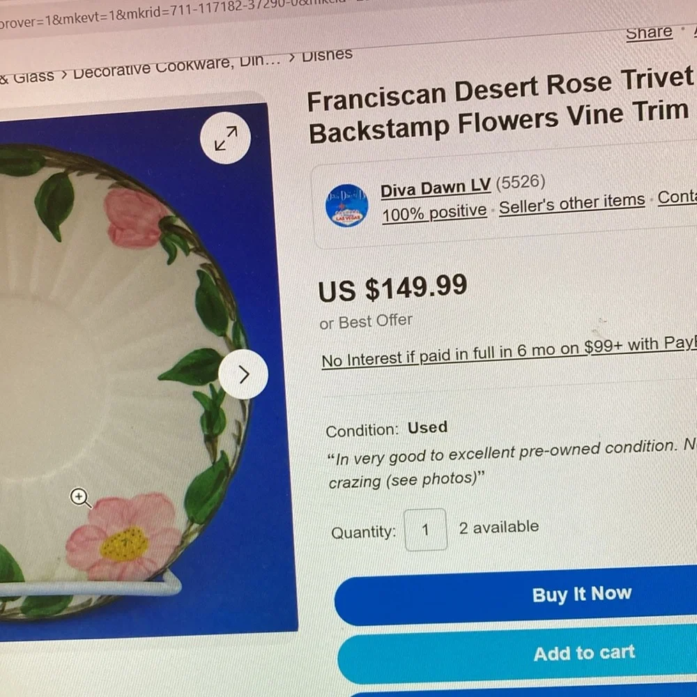 Vintage trivet. Franciscan Desert Rose trivet, # C4, l46, USA - Picture 5 of 5